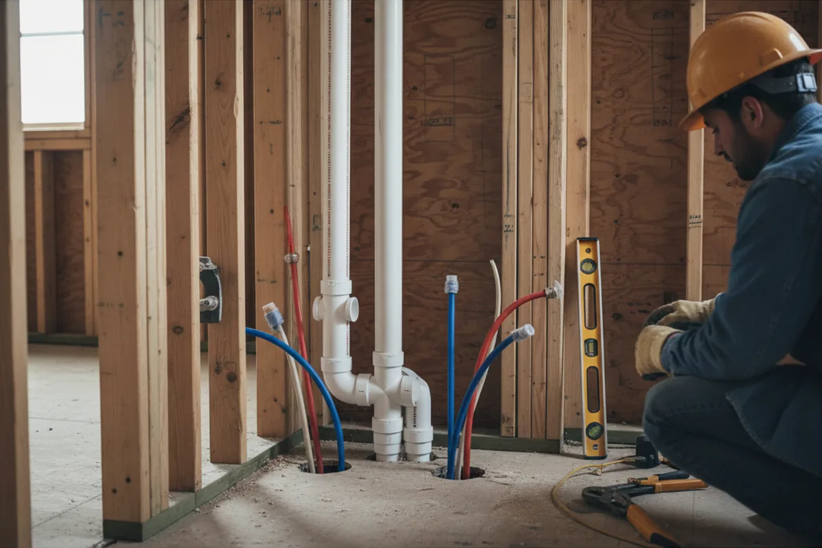 Drain and supply rough-in during Drain Cleaning in Maynard